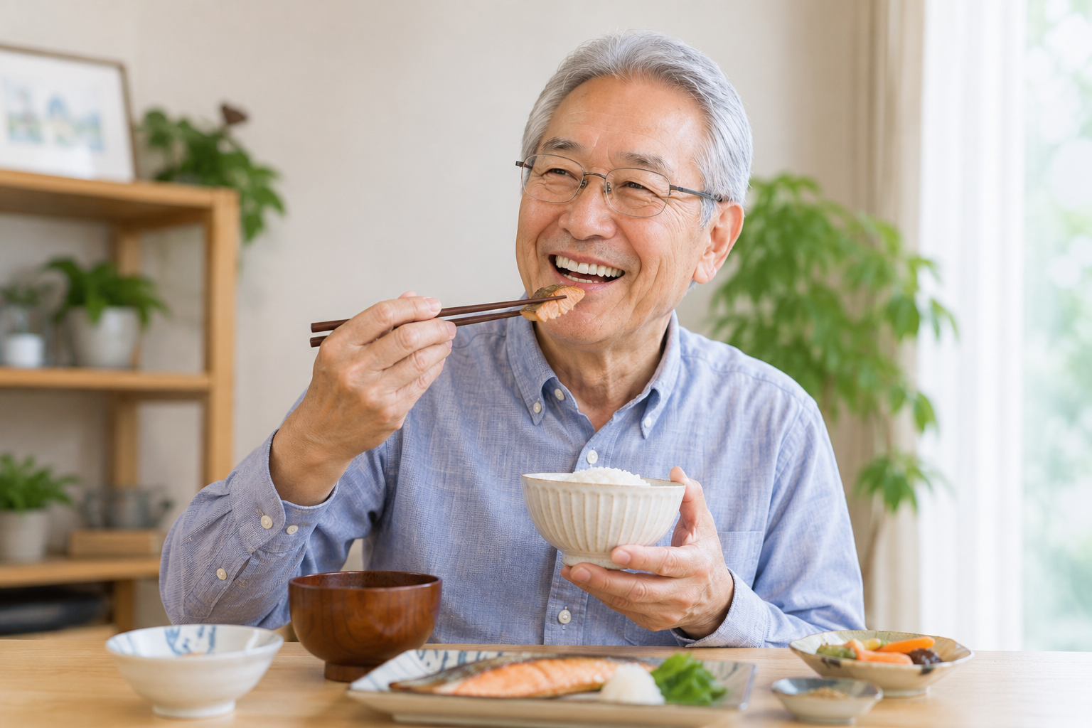 All-on-4治療後、しっかり噛んでおいしく食事を楽しむ方