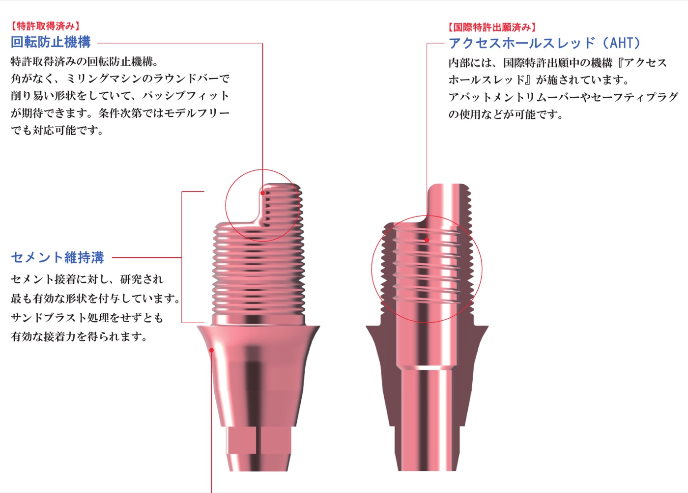 細かい溝のあるチタンベース（カタログ）